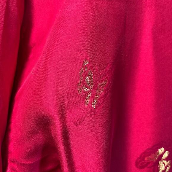 Abvien Vintage SILK Prink Gold Butterfly Bomber Jacket Barbie Zip Up Collared L - Picture 8 of 12